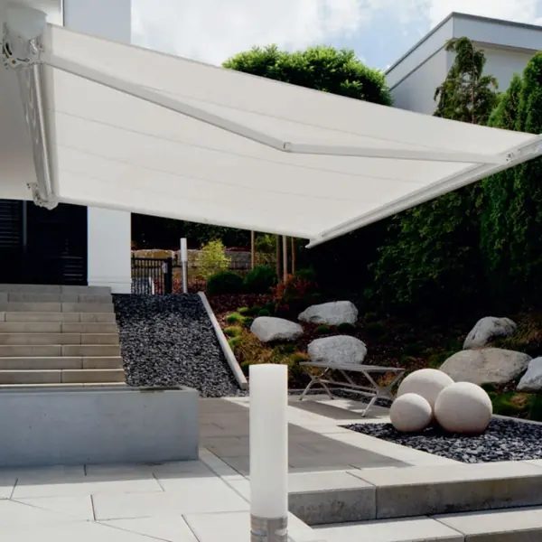 white retractable awning